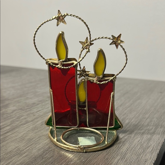 Festive Red and Gold Candle Ornament - Picture 2 of 4
